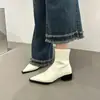 Botines Cortos de Punta Estilo Europeo y Americano para Mujer, Nuevos Botines de Moda Otoño e Invierno 2024 con Tacón Grueso, Botines de Ajuste Delgado, Botas Estilo Martin de Diseño de Nicho