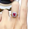 Anillo de Rubí Natural Popular al por Mayor de Fábrica Plata S925 Incrustado Piedra Principal 4*6 Joyería de Lujo Venta Directa de Fábrica