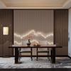 Papel tapiz de rejilla de madera de estilo chino moderno y nuevo, decoración de estilo paisajístico para sala de estar, TV, fondo, tela de pared para salón de té