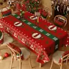 Toalha de Mesa de Natal Impermeável e à Prova de Óleo Sem Lavar Vermelha Decoração de Atmosfera Natalina Arranjo Toalha de Mesa de Café de Ano Novo Toalha de Mesa