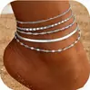 Conjunto de tres piezas de cadena de serpiente plana retorcida de estilo bohemio transfronterizo europeo y americano para mujer, traje playero multicapa de verano