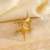 Anillo Abierto de Acero Inoxidable con Estrella Transfronterizo Europeo y Americano para Mujer, Ajustable de Oro de 18 Quilates, Anillo Hip-Hop, Joyería para Mano de Verano 2025