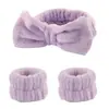 Set de Banda para Muñeca y Diadema con Lazo para Lavado Facial Transfronterizo Diadema de Peluche Accesorios para el Cabello de Mujer Venta Directa de Fábrica