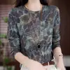 Dropshipping 2026 Primavera Nueva Camiseta de Manga Larga para Mujer para Figuras Pequeñas, Estilo Mamá Adelgazante Camisa Base Holgada Top