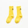 Nuevos Calcetines de Longitud Media de Color Fluorescente para Niños Calcetines Bordados de Smiley Calcetines Cortos de Algodón de Color Sólido de Moda para Niños y Niñas