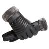 Guantes de cuero para motocicleta de invierno para hombre, con forro polar grueso de tres tendones, resistentes al viento, impermeables, para montar en coche eléctrico con pantalla táctil completa y cálidos