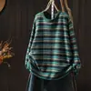 Nuevo Suéter Rayado Vintage Otoño 2026 para Mujer, Moda Casual Versátil Reductor de Edad Bloque de Color Rayas Tejido de Algodón MHT