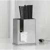 Tubo de acero inoxidable para palillos chinos, caja de almacenamiento cuadrada para palillos chinos y cucharas, estante para cucharas de sopa para restaurantes y hoteles, tubo de drenaje comercial