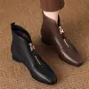 Botines elegantes y versátiles de punta fina, tacón grueso, suela blanda y cómodos para mujer, nueva colección de invierno 2026, forrados de felpa y cálidos, botas Martin para mujer
