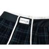 Pantalones Casuales de Estilo Británico Preppy a Cuadros Verdes Unbdns con Cordón Contrastante Cintura Elástica Pierna Recta Suelta para Mujer