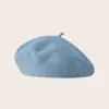Boina de Punto de Punto Cruz Color Liso Gorro de Lana Popular Azul Marino Sombrero de Pintor Artístico Retro Moderno Versátil