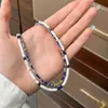 Moda Europea y Americana Retro Simple Elegante Combinación Perfecta Collar de Cuentas de Lapislázuli Cadena de Clavícula Apilada de Lujo Ligero Gama Alta para Mujeres