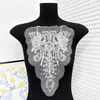 Decoración Hecha a Mano DIY para Cuello de Vestido de Boda Accesorios para Cuello de Ropa Parche de Flor Bordado con Cuentas de Encaje Blanco Cuello Frontal