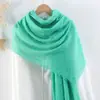 Moda coreana nueva 2022 Bufanda de algodón y lino con aspecto despeinado Suave Monocromática Delgada Bufanda de seda de invierno Chal largo