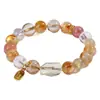 Pulseira Duobao de Cristal Design Original Cristal de Cabelo Amarelo Asai Branco Asai Pulseira Cristal Branco Presente para Menina