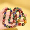 Pulseira e colar com contas de cinza de incenso folheada a ouro e vidro do deus da riqueza de cinco vias