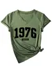 1976 Vintage Amazon Ebay Sitio Independiente Casual Cómodo Versátil Camiseta de Manga Corta con Cuello en V para Mujer Camiseta Base