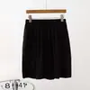 Calça-Saia Curta de Sarja Algodão Cor Sólida para Mulheres, Nova de Verão Cintura Elástica Casual Roupa Externa Bolso Shorts na Altura do Joelho