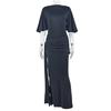 Vestido Feminino Longo Sexy Plissado Solto Bodycon com Alça de Ombro Caída e Fenda, Estilo Europeu e Americano, Comércio Exterior, Tendência