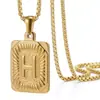 Colar com Pingente de Letra Dupla Face Hip-Hop de Aço Inoxidável 18K Galvanizado a Ouro 26 Letras Quente da Amazon