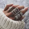 Joias de Mão Europeias e Americanas de Venda Quente Transfronteiriça, Anel Fashion Retrô Cravejado com Diamantes Olho de Diabo, Pequenos Acessórios de Anel Multi-Articulações