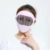Máscara facial completa com lentes, óculos à prova de poeira e proteção solar, protetor facial fino de seda gelada de verão anti-UV