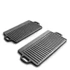 Chapa para Churrasco ao Ar Livre Panela de Ferro Fundido Camping Chapa para Churrasco Dupla Face Sem Revestimento Retangular Chapa para Peixe Grelhado com Duas Alças 202 Frigideira