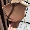 Chaleco sin mangas Ning Xinyi para mujer, corte ajustado, estilo corto, top de malla transpirable, capa interior fina, cuello redondo, cuello falso, versátil