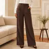 Calça feminina de best-seller transfronteiriça, cintura alta, perna larga, calça de trabalho formal com bolsos, calça business casual