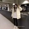 Parka de Trabajo Putian Versión Alta Etiqueta Grande Chaqueta de Plumas Varita Mágica con Capucha Cuello Grande de Piel Abrigo Largo para Hombres y Mujeres Parejas