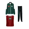 Ropa Deportiva para Niños Otoño Cuello Alto Cremallera Sudadera Verde Oscuro Conjunto de Tres Piezas X-O Chaleco Nuevo