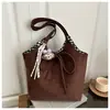 Bolsa Reversível de Nylon Estilo Fresco de Alta Qualidade, Bolsa Tote Grande Capacidade Estilo Preguiçoso, Bolsa de Ombro Xadrez Moderna e Tendência
