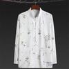 Terno Tang de manga comprida para primavera e verão, terno casual masculino, estilo chinês, camisa para pessoas de meia-idade e idosos, roupas Hanfu do avô do pai