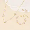 Joyería Sencilla de Oro Transfronteriza Collar para Clavícula Mariposa Morada Pulsera y Pendientes Sumergibles que No se Desvanecen Regalo de Alta Gama