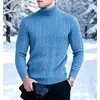 2026 Comercio Exterior Transfronterizo Otoño e Invierno Suéter Cálido de Punto para Hombre Cuello Alto Tejido de Trenza Talla Grande Suéter Base Pullover