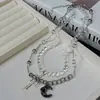 Collar Colgante de Cristal Transparente de Doble Capa con Forma de Media Luna, Moderno y Fresco, para Mujer, Cadena para Clavícula de Perlas Irregulares, Versátil y Única