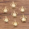 10 colgantes de vida marina de acero inoxidable con baño de oro, estrella de mar, concha, tortuga, accesorios para joyería DIY