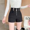 Shorts Feminino Primavera e Verão 2024 Novo Estilo de Motocicleta Cintura Alta Zíper Botão Decoração Slim-fit Emagrecimento Casual Outwear Calças