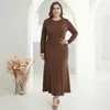 Vestido Feminino Básico Plus Size em Estoque de Fábrica para Comércio Exterior, Vestido de Seda Leite para o Trabalho, Vestido Longo Transfronteiriço