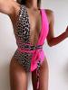 2020 nuevo traje de baño AliExpress bikini explosiones europeas y americanas traje de baño damas traje de baño de una pieza costura de leopardo correa