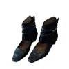 Otoño 2026 Nuevos Zapatos de Moda Retro Francés de Punta Cuadrada con Diseño Hueco Tejido de una Sola Correa Tacón Grueso Altura Oculta Transpirables