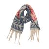 Xale Grosso de Imitação de Mohair da Amazon para Exportação para Europa e América, Cachecol de Fio Loop de Inverno com Franjas Grossas e Jacquard de Folhas