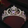 Corona de Novia Barroca Europea y Americana Corona Grande de Pedrería Lujosa Tocados para Estudio Fotográfico de Vestidos de Novia Transfronterizo
