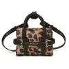 Bolso Cruzado Unisex Infantil Estilo Coreano Estampado de Leopardo, Bolso de Mano Mini para Niños con Bloques de Color, Bolso de Accesorios Infantil Elegante con Letras
