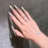 Pulseira e Anel Borboleta com Diamantes Cintilantes Estilo Celebridade da Internet Super Fada Tudo-em-Um Acessórios Personalizados de Luxo Elegante