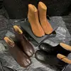 Zapatos de punta de piel de oveja botas cortas para mujer botas de una sola capa otoño e invierno nuevo cremallera lateral tacón grueso tacón medio estilo coreano botas cortas para mujer moda