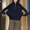 Suéter con cuello de terciopelo engrosado suelto, cremallera, nuevo para otoño e invierno, prenda exterior para mujer, camiseta base combinable, top para apilar, talla grande