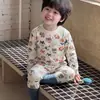 Pijama para niños, conjunto de ropa de otoño para bebé y pantalones, ropa térmica de algodón para otoño e invierno, de manga larga y pantalón largo para niñas, ropa de casa de dibujos animados para niños
