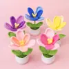 Flor de tulipa em crochê de fio trançado, planta em vaso pequena, produto acabado, lírio-do-vale, flor artificial, enfeite de mesa, presente para professor