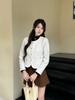 Chaqueta Corta de Estilo Nuevo con Pequeño Aroma, Top Femenino Elegante de Cuello Redondo Imitación Lana